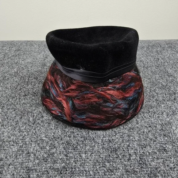 Lot of 3 Vintage Women's Cocktail Fascinator Hats + Box Needs Cleaning & Shaping - Picture 2 of 16